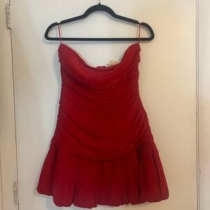 Red mini dress strapless